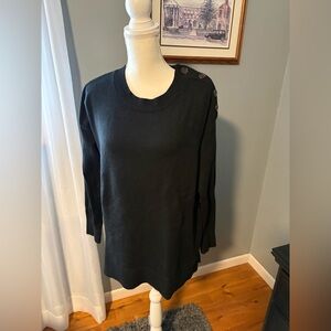 LOFT Black Button-Shoulder Sweatshirt